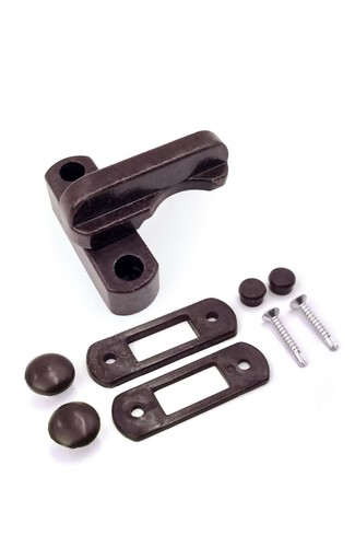Brown metal window door - metal, lock